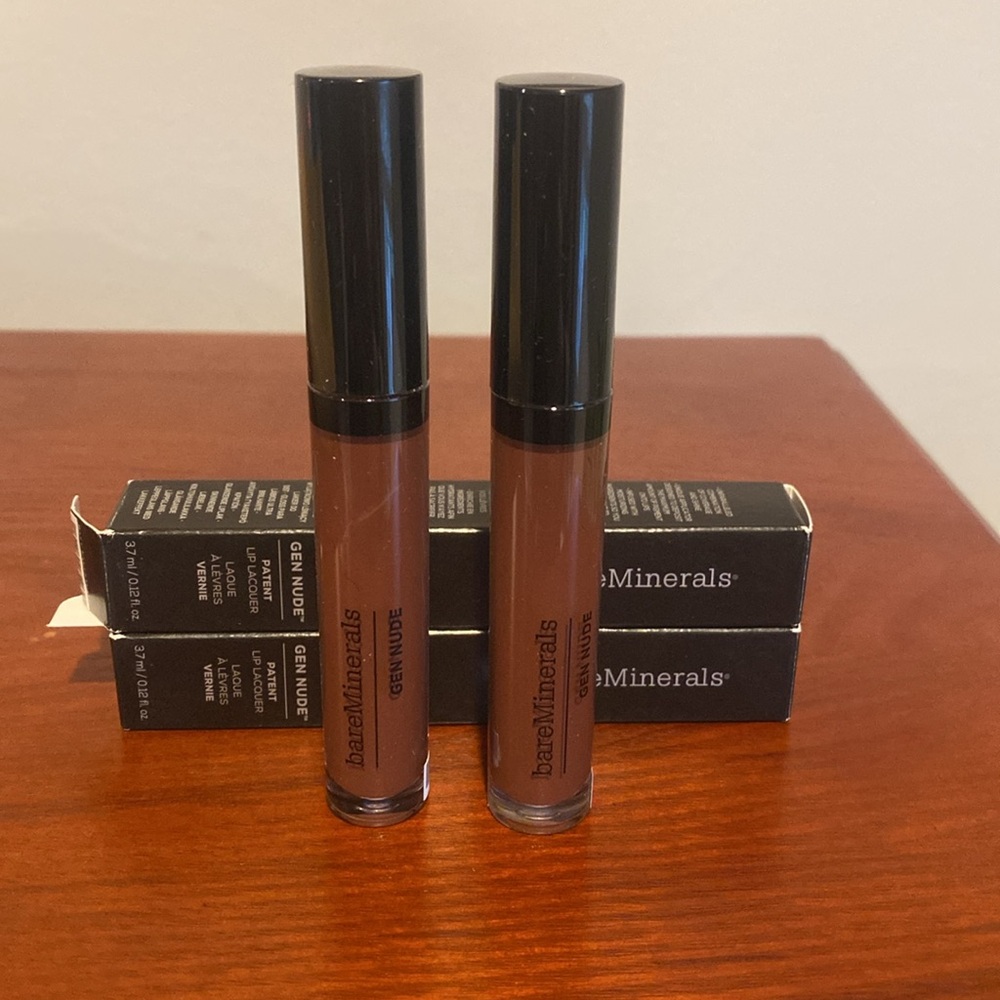 Bareminerals Gen Nude Patent Lip Lacquer in Savage Bundle of 2 Brown Lip
